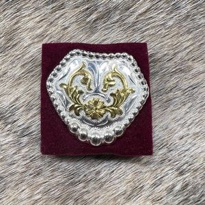 Vintage Circle Y Silver Western Collar Clip
